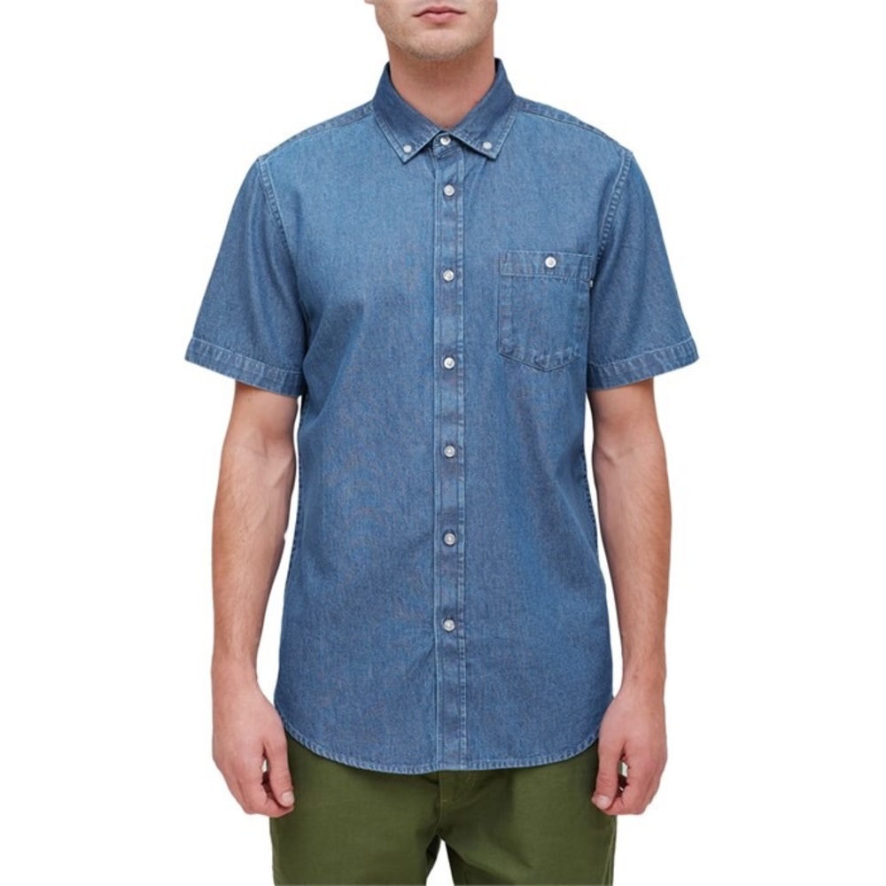 Obey Clothing Keble Denim Woven Short Sleeve Button-Down Shirt